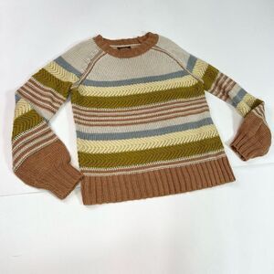 Vici Sweater Womens M Multi-Color Striped Wool Ribbed Knit Pullover Crewneck